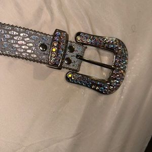 b.b. Simon 'Chrome Milk' Studded Crystal Belt
